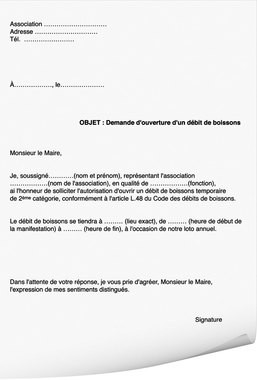 declaration ouverture buvette loto
