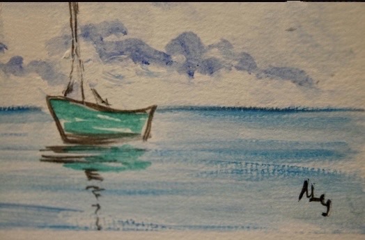 bateau aquarelle sur canson