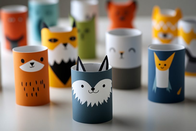 Bricolage enfant animaux rouleaux de papier toilette Animaux en rouleaux de papier toilette décorés, activité bricolage enfant 3-5 ans