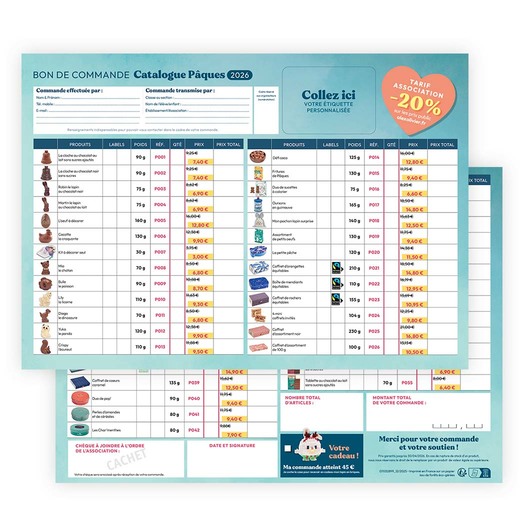 Bon de commande pour les familles Pâques 2026