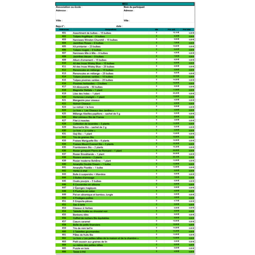 Reçu pour vos participants