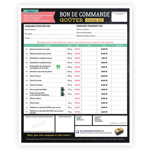 Bon de commande individuel Printemps 2025