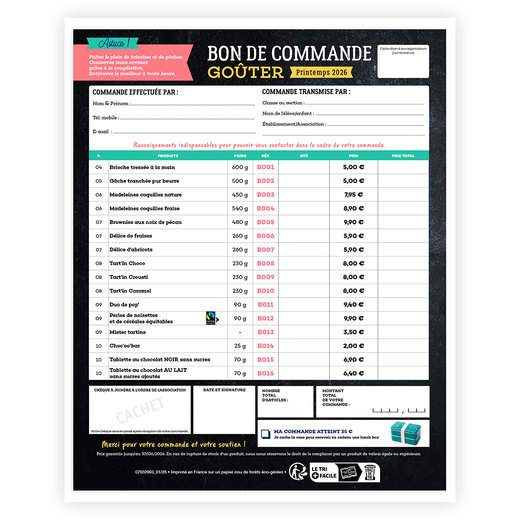 Bon de commande individuel Printemps 2026