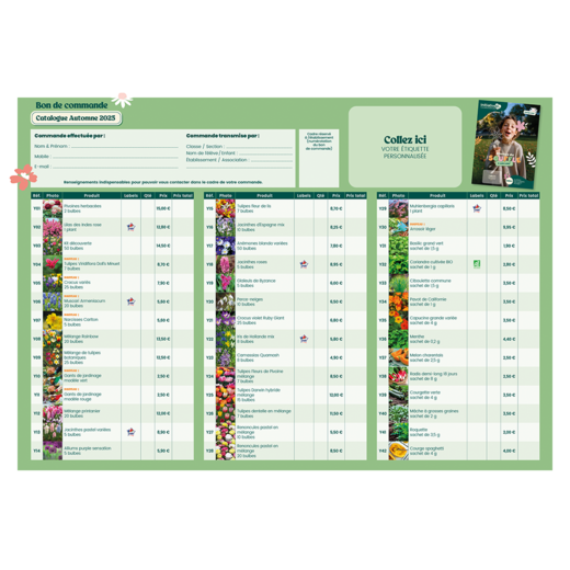 Bon de commande catalogue fleurs