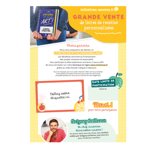 Courrier Bon de commande parents Carnets Recettes