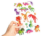 Planche de 16 stickers 3D Dinosaures