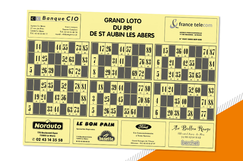 Carte de 6 grilles de loto avec sponsors