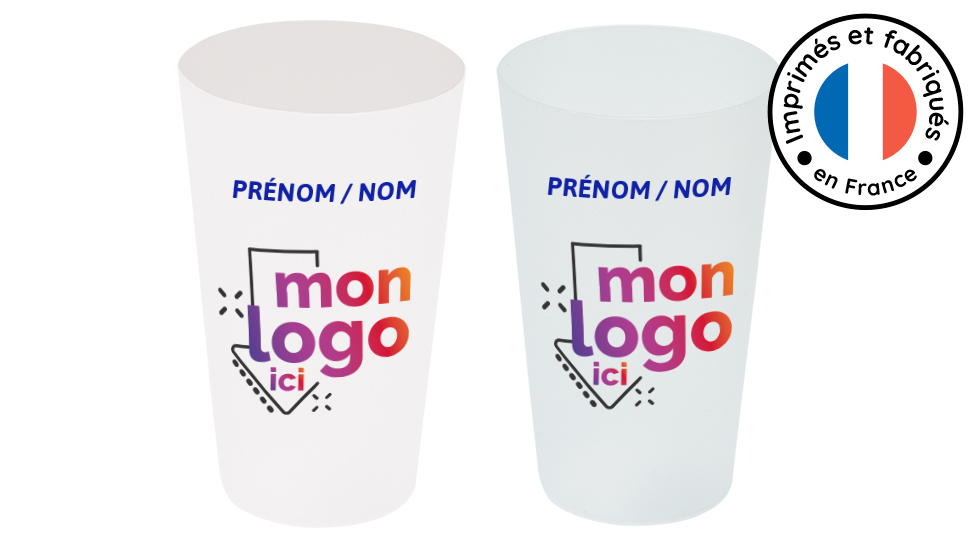 Gobelet 30cl cup - impression multicolore Logo+prénom/nom avec