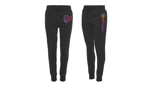 Pantalon molletonné noir impression logo multicolore