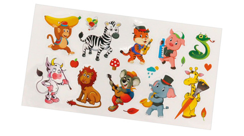 Lot de 48 planches de 16 stickers animaux