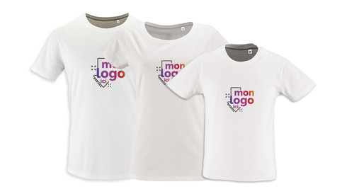 Tee-shirt Bio blanc impression logo multicolore
