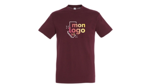 Tee-shirt bordeaux impression logo multicolore