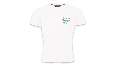 Tee-shirt respirant blanc impression logo multicolore