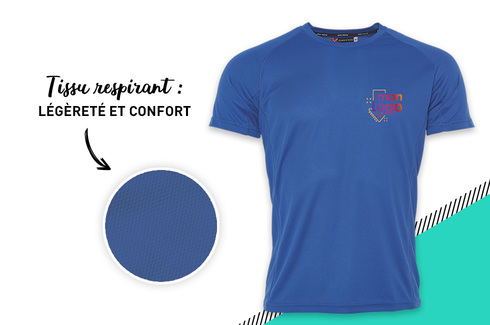 Tee-shirt respirant bleu royal 3