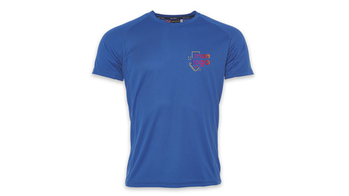 Tee-shirt respirant bleu royal impression logo multicolore