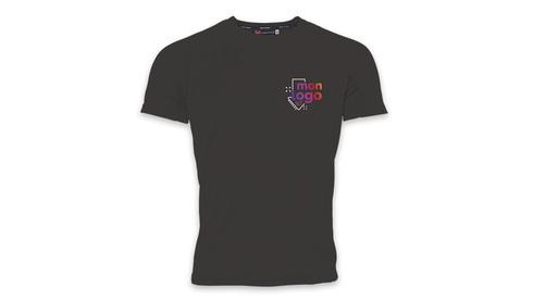Tee-shirt respirant noir impression logo multicolore
