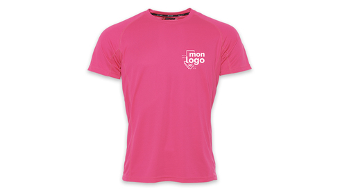 Tee-shirt respirant ROSE FLUO impression 1 couleur