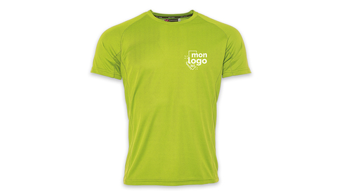 Tee-shirt respirant VERT FLUO impression 1 couleur