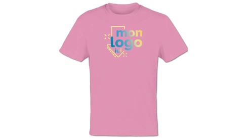 Tee-shirt rose impression logo multicolore