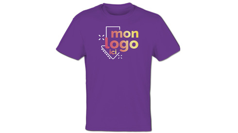 Tee-shirt violet impression logo multicolore